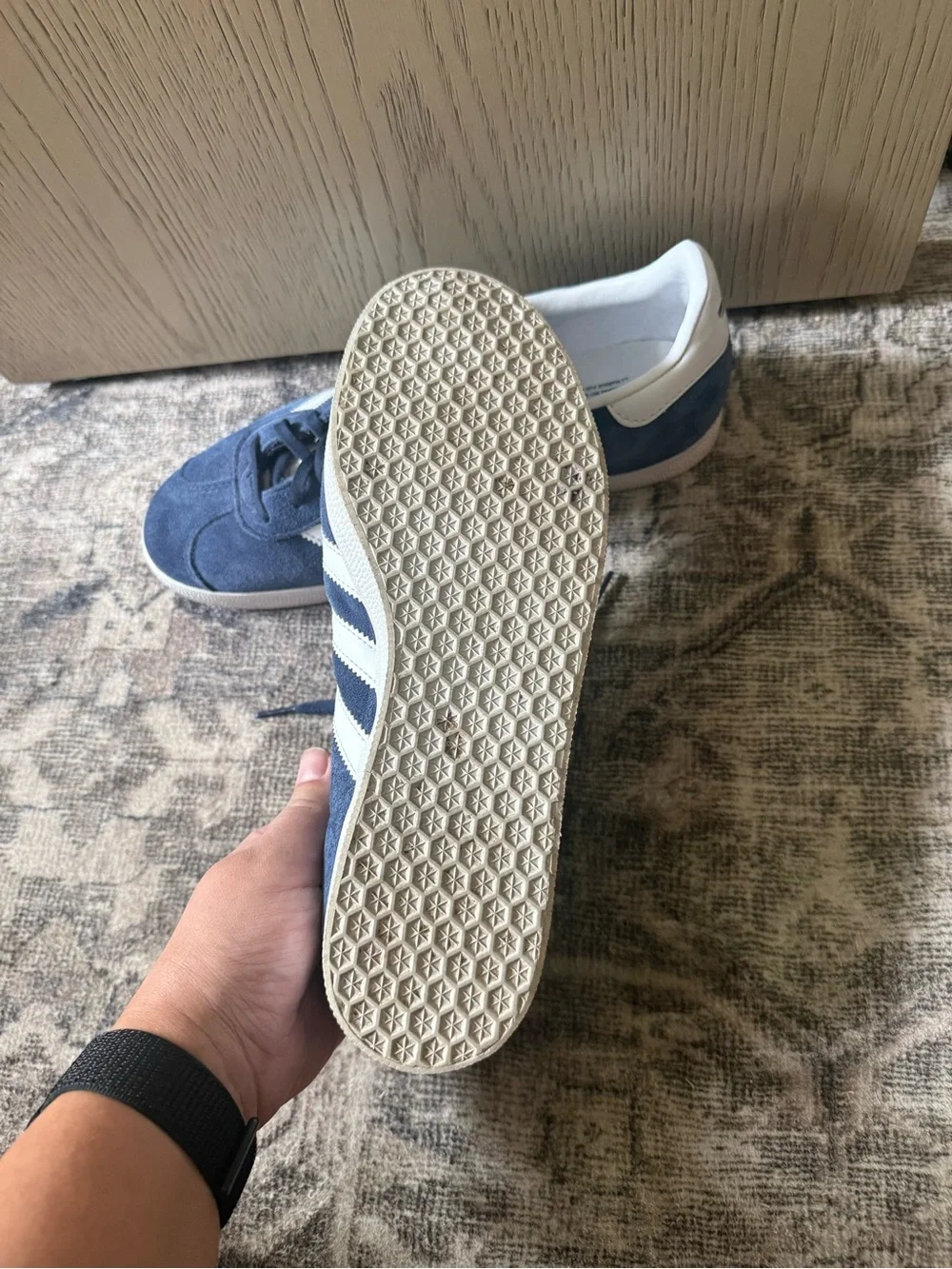 adidas Navy and White Suede Gazelle Sneakers Size 9